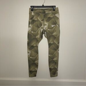 NIKE printed army green athletic running capri leggings